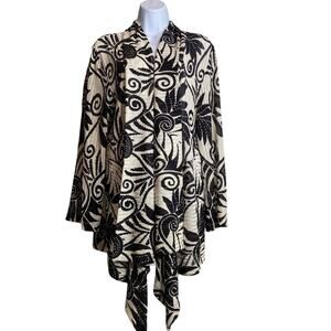 Anes A. Women's Black White Modern Draped Kimono Size XL Avant Garde Art To Wear